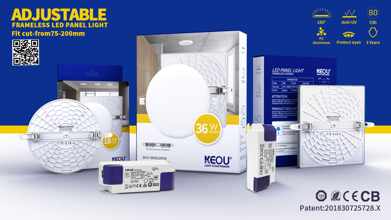 KEOU Adjustable Cut Frameless LED Panel Light – SlymFitting