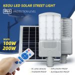 Solar street light 100W 200W remote control+optical control IP65 Solar street light