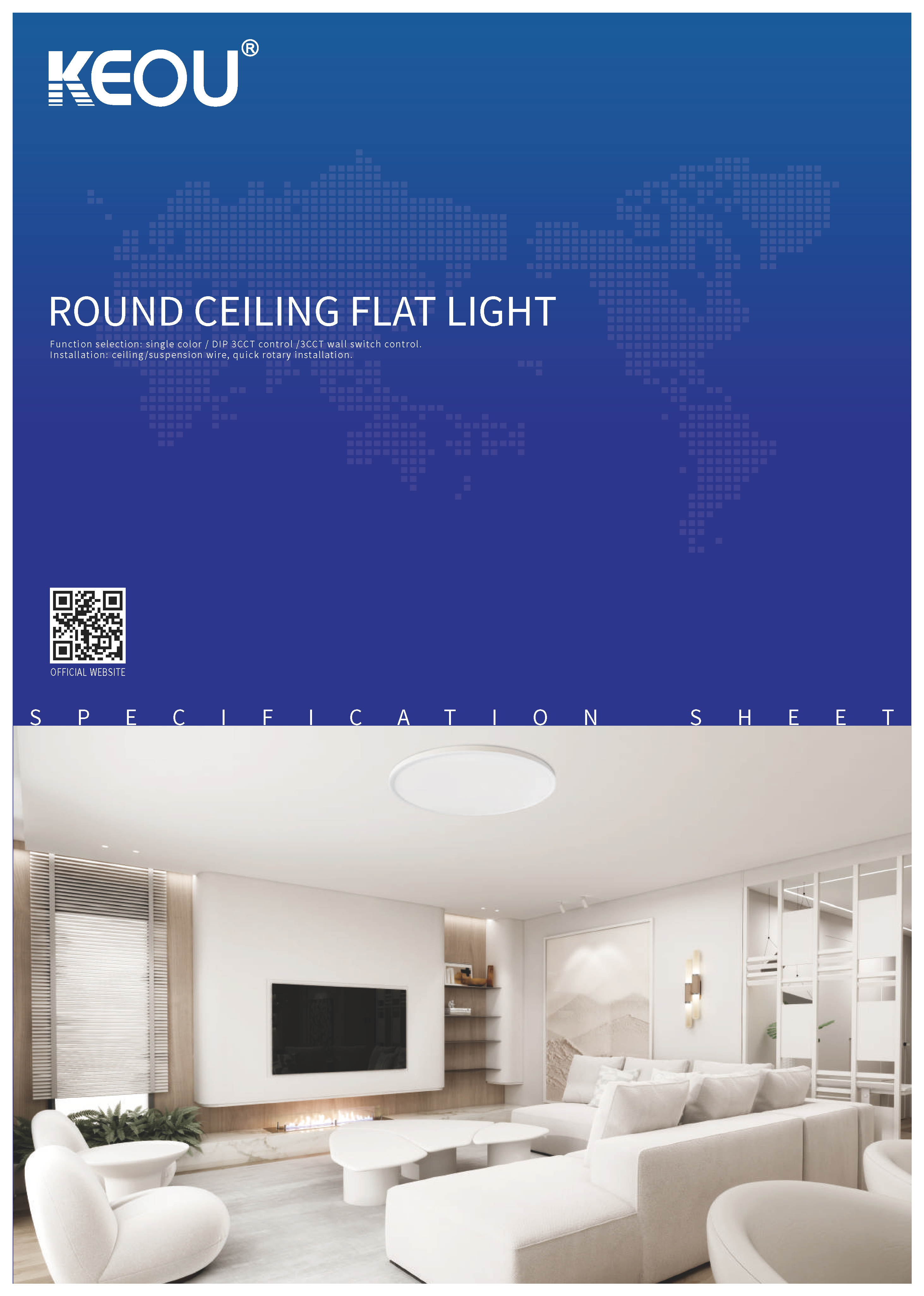 KEOU 3CCT dimming 12W 18W 24W round led ceiling lights